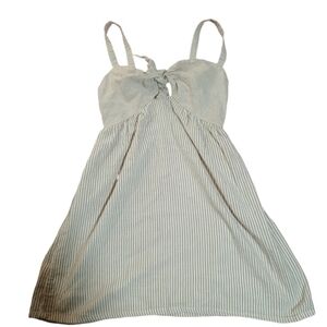 Rhythm Striped Ivory and Light Gray Tie-Front Slip Dress